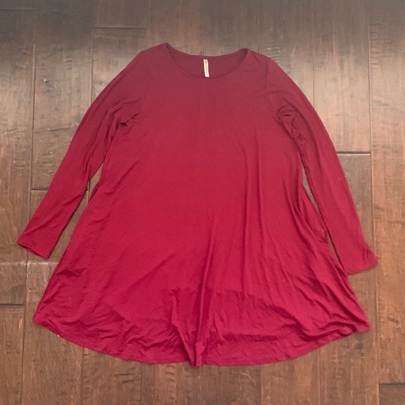 EUC Mittoshop Red Long Sleeve Tee Shirt Jersey Dress - Picture 2 of 5